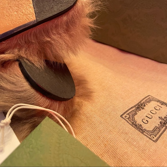 GUCCI Princeton Fur Slides SIZE GUCCI 8 100% Authentic with the receipt NEW - Picture 5 of 8